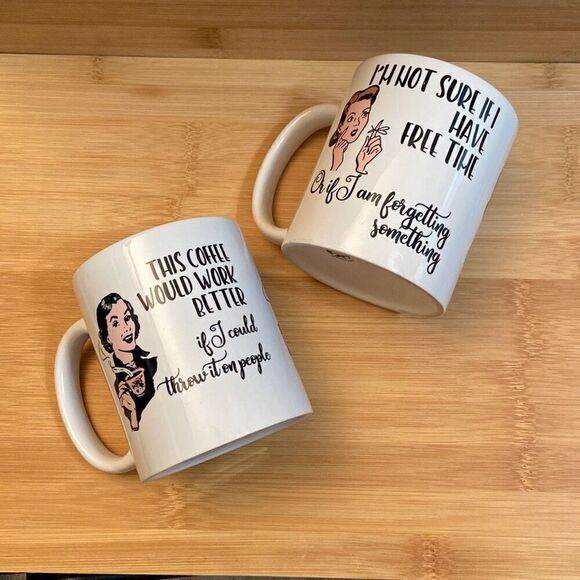 Set of 2 Funny Sarcastic Retro Ladies Coffee Mugs Cups - Picture 3 of 9